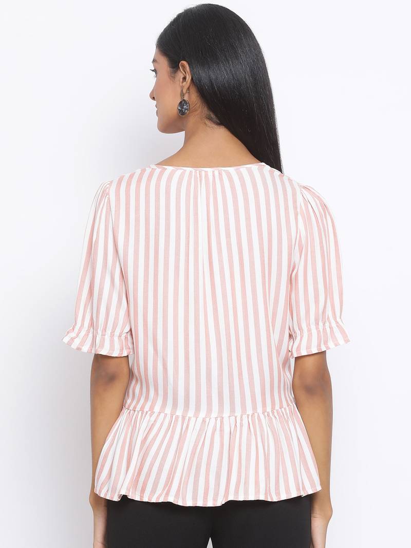 Stripe Evolve Peplum Women Top