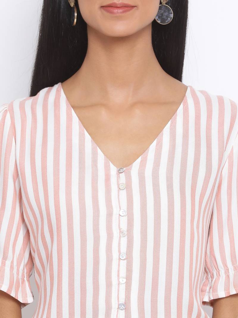Stripe Evolve Peplum Women Top