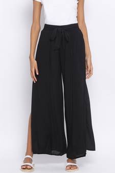 Black Collusion Slit Women Palazzo Pant