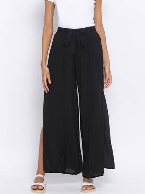 Black Collusion Slit Women Palazzo Pant 1