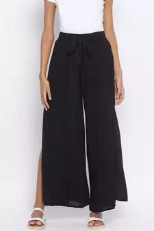 Black Collusion Slit Women Palazzo Pant