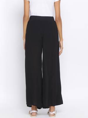 Black Collusion Slit Women Palazzo Pant 4