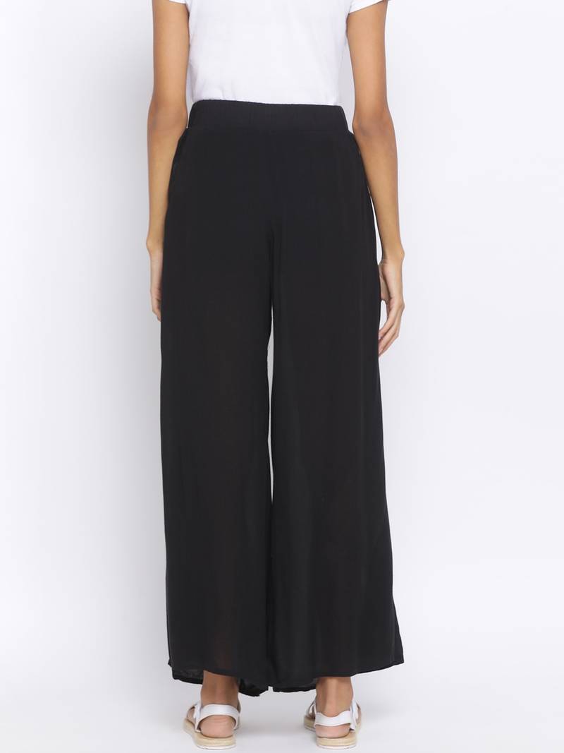 Black Collusion Slit Women Palazzo Pant
