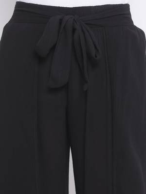Black Collusion Slit Women Palazzo Pant 5