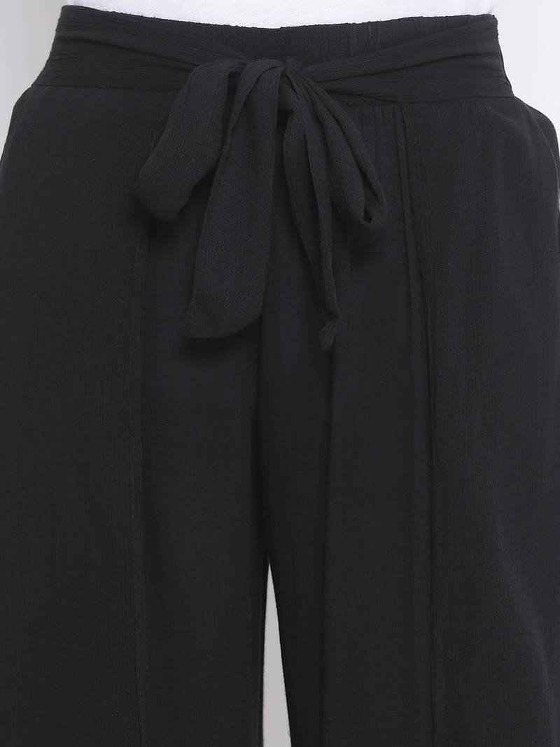 Black Collusion Slit Women Palazzo Pant