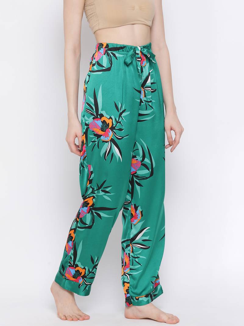 Tropical Jungle Satin Nightwear Women Pajama