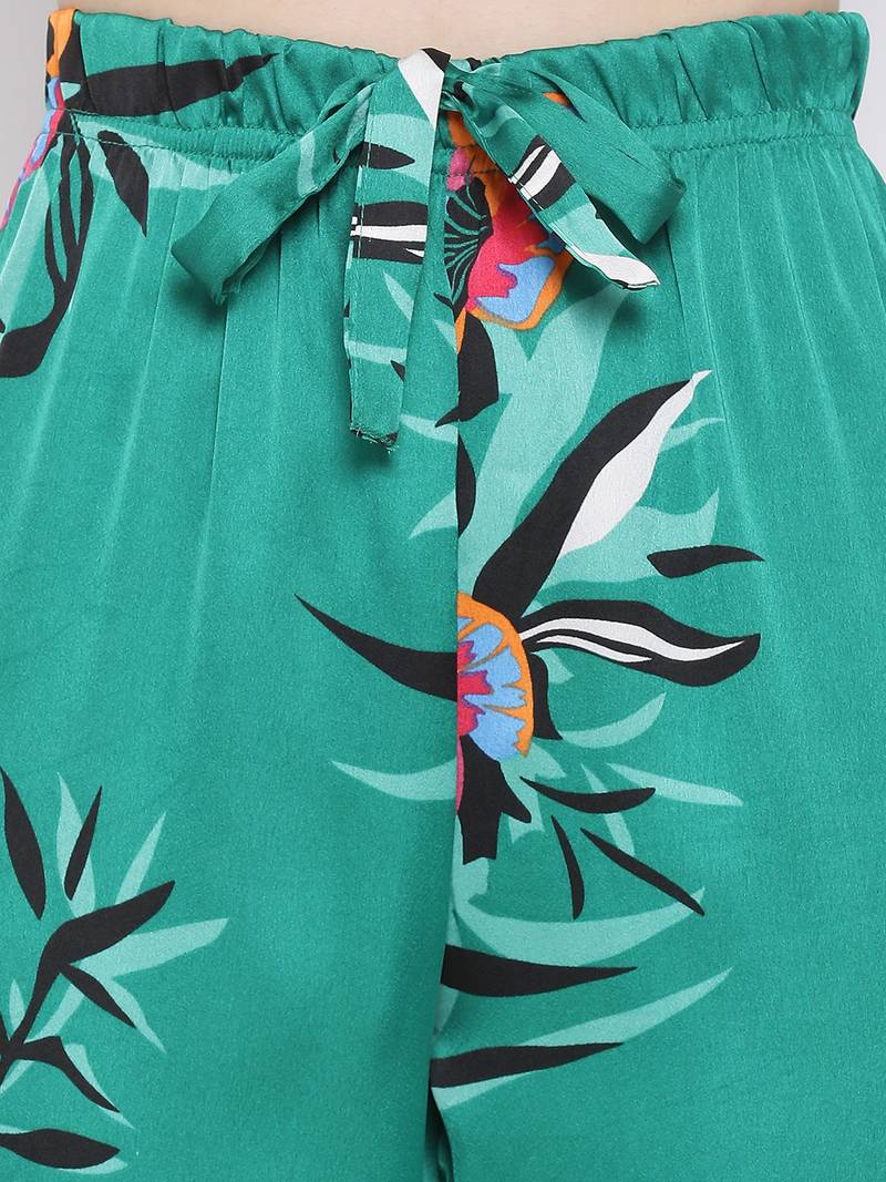 Tropical Jungle Satin Nightwear Women Pajama