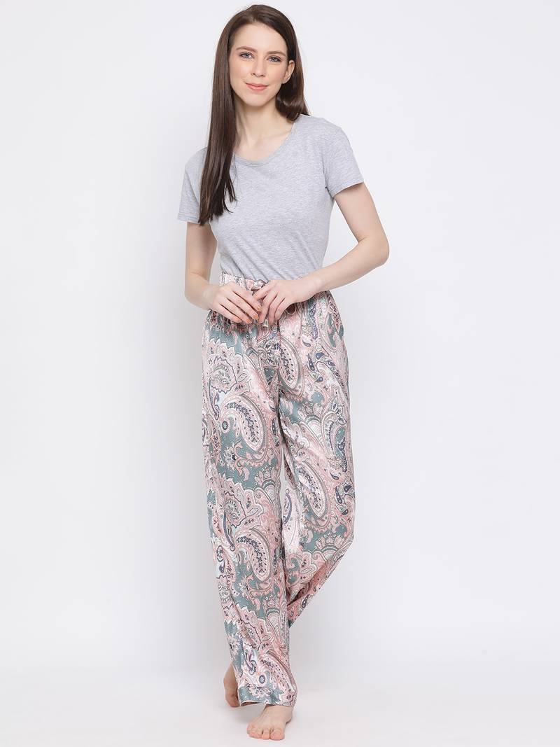 Paisley Dimension Satin Nightwear Women Pajama