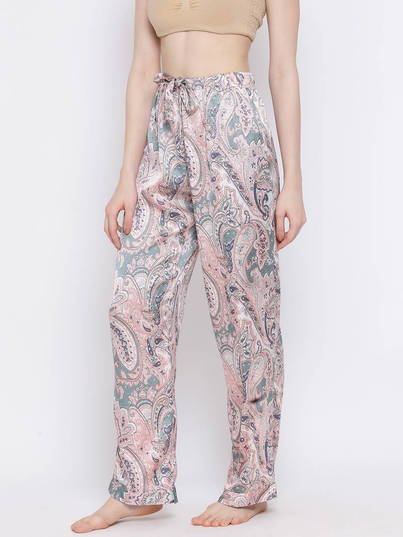 Paisley Dimension Satin Nightwear Women Pajama