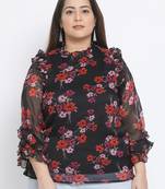 Floral Repeat Bullet Sheer Plus Size Women Top