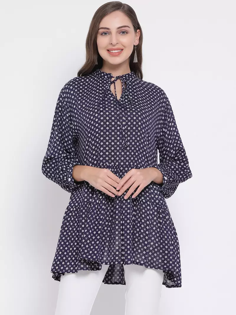 Abstract Pentalon Peplum Women Tunic