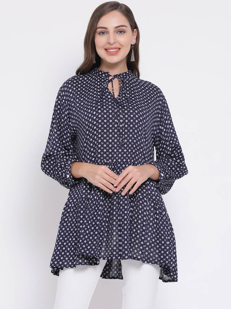 Abstract Pentalon Peplum Women Tunic