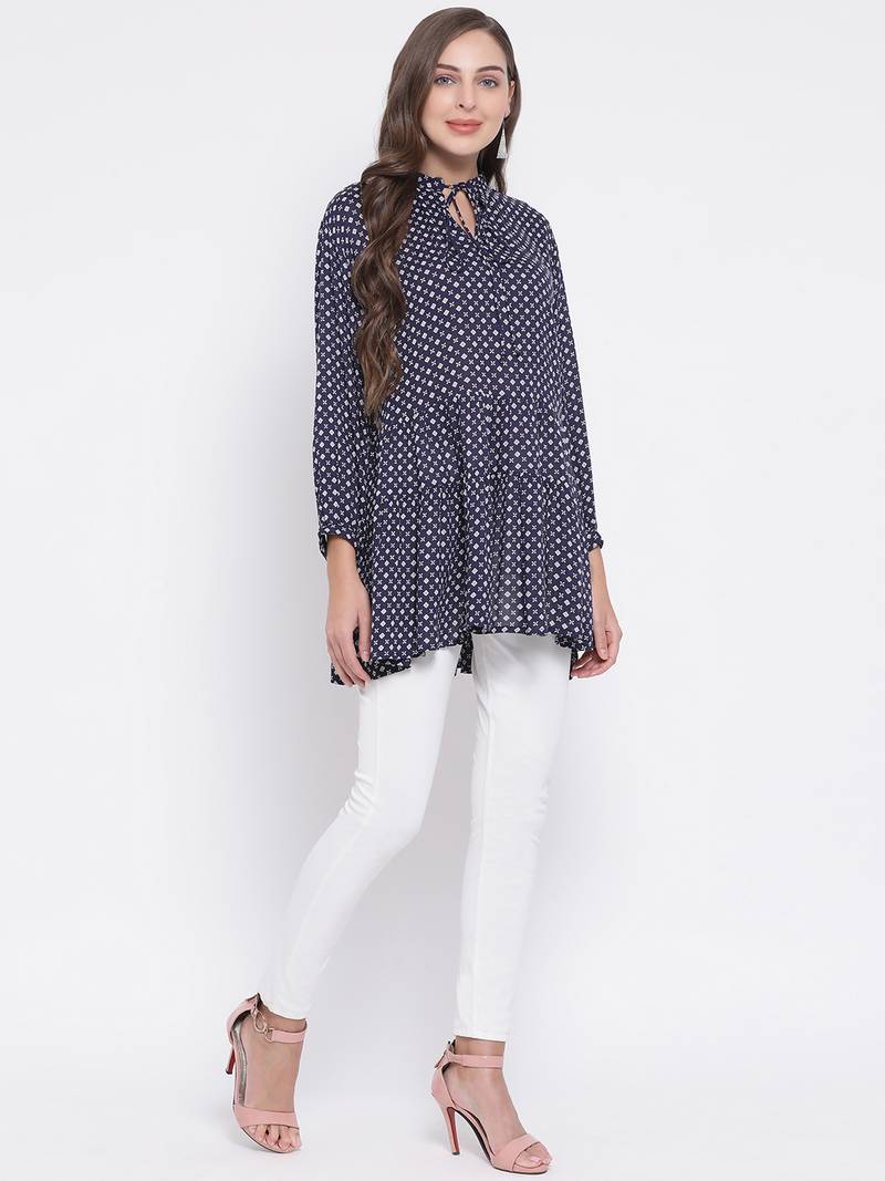 Abstract Pentalon Peplum Women Tunic