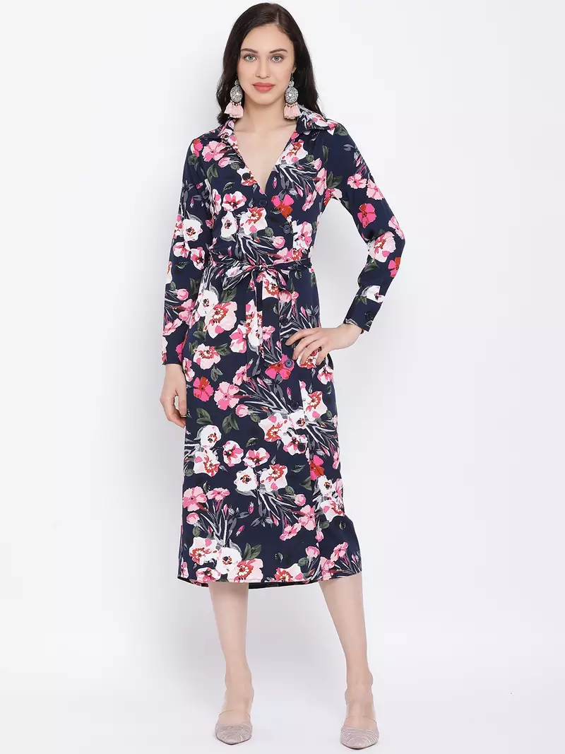 Floral Show-Stopper Midi Women Dress