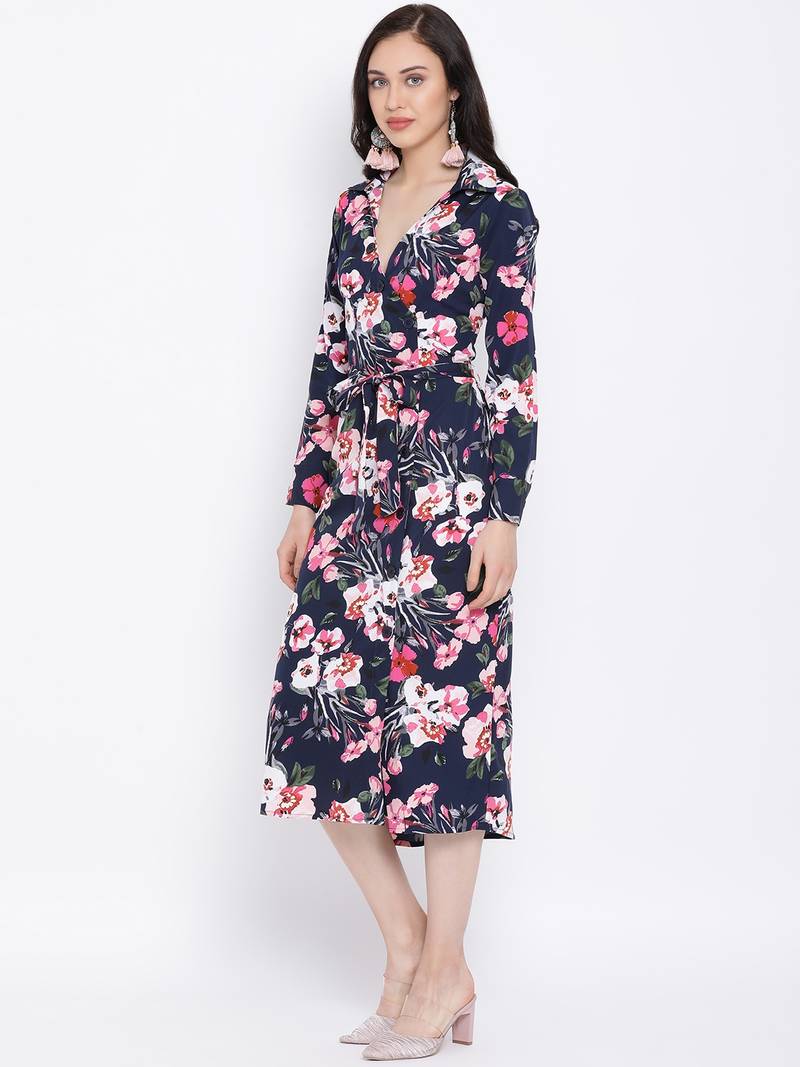 Floral Show-Stopper Midi Women Dress