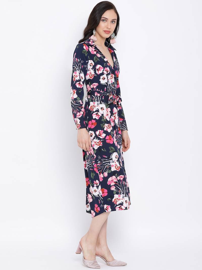 Floral Show-Stopper Midi Women Dress