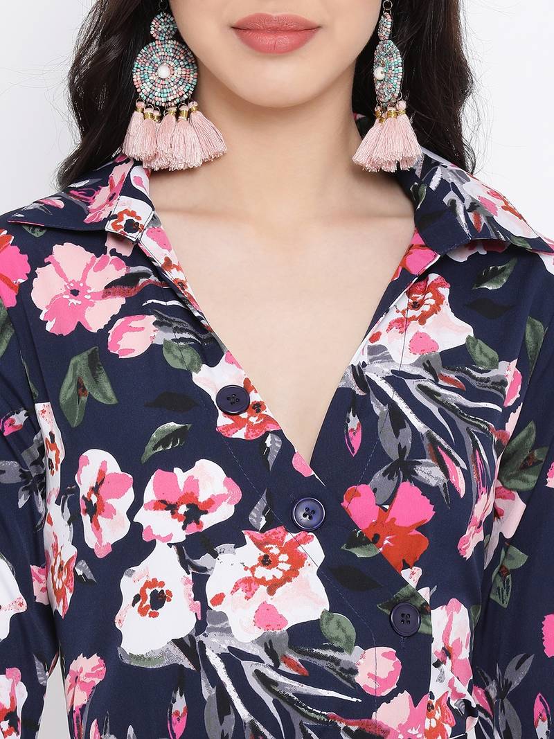 Floral Show-Stopper Midi Women Dress