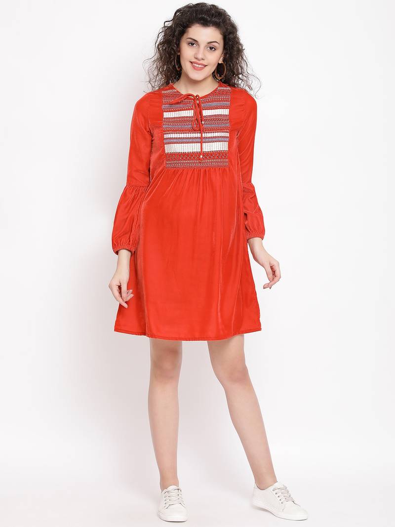 Orange Buttercup Women Velvet Dress