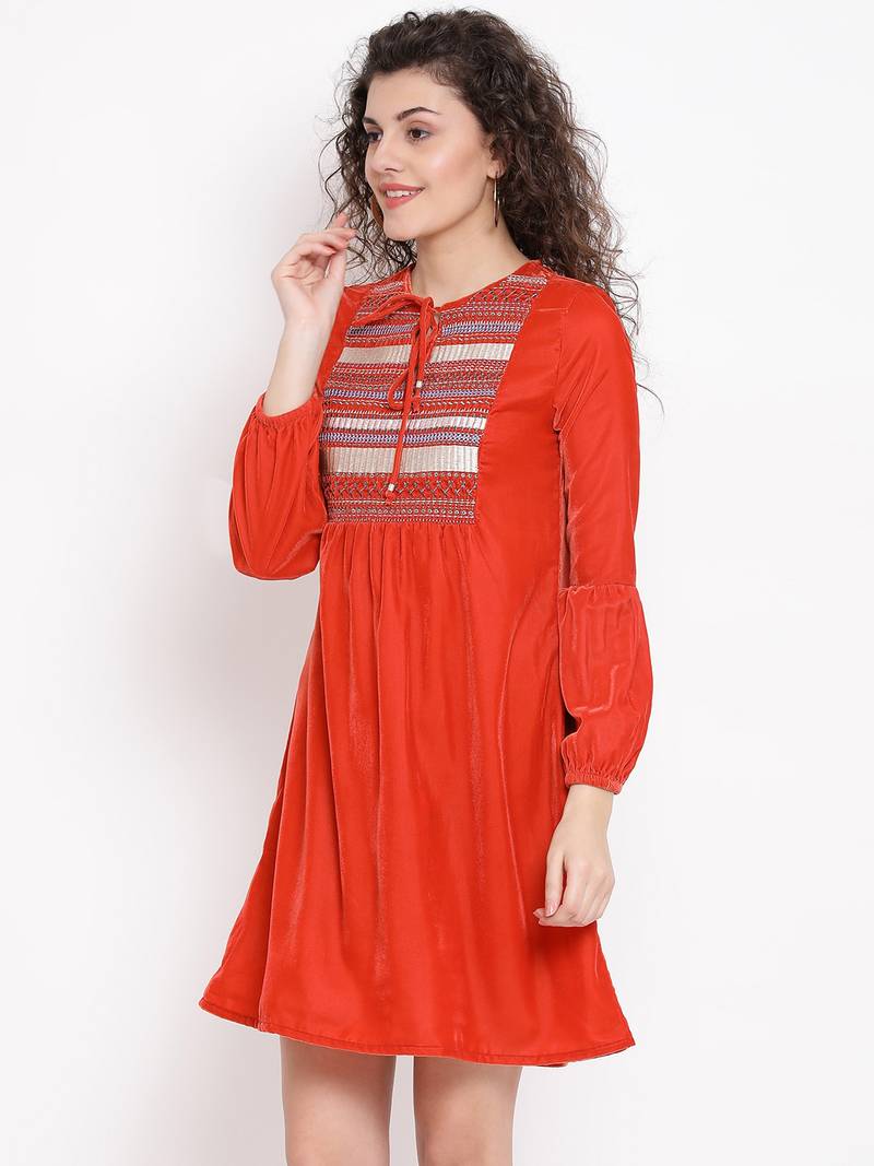 Orange Buttercup Women Velvet Dress