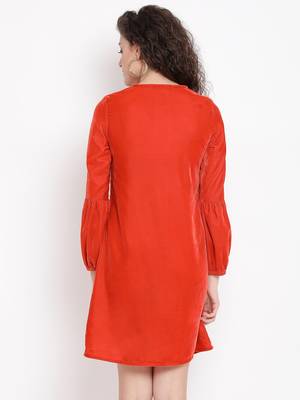Orange Buttercup Women Velvet Dress 4
