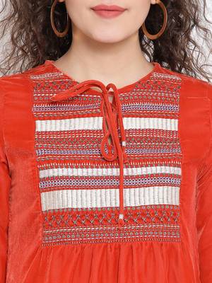 Orange Buttercup Women Velvet Dress 5