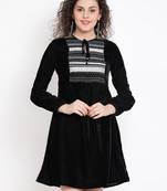 Black Sapphire Ripple Women Velvet Dress