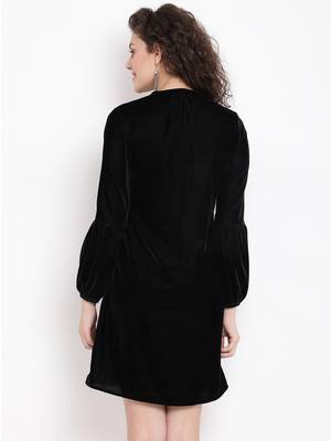 Black Sapphire Ripple Women Velvet Dress 4
