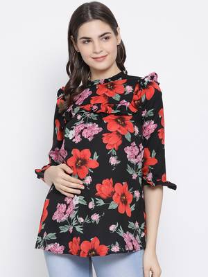 Tropical Decadence Ruffle Maternity Top 1