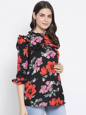 Tropical Decadence Ruffle Maternity Top 3