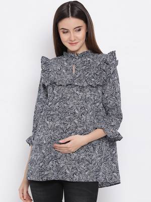Leafy Cocktail Ruffle Maternity Top 1