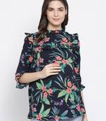 Floral Wave Ruffle Maternity Top