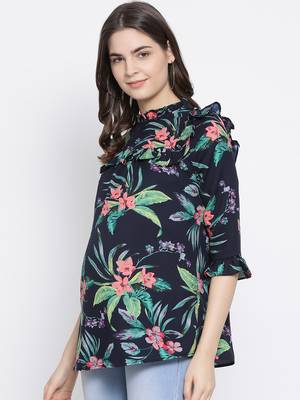 Floral Wave Ruffle Maternity Top 3