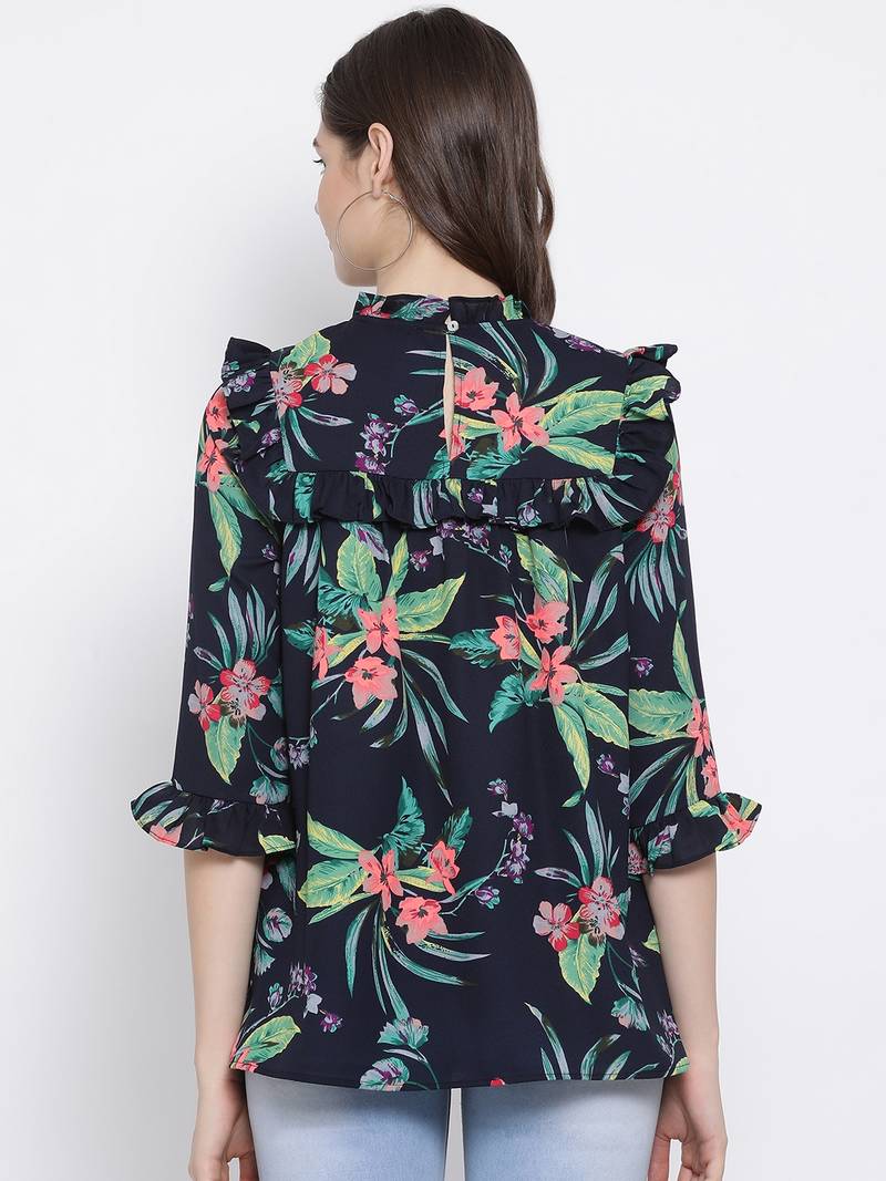 Floral Wave Ruffle Maternity Top