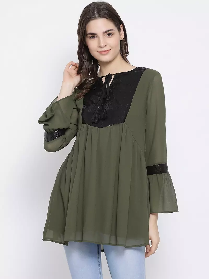 Olive Collateral Stylized Maternity Tunic