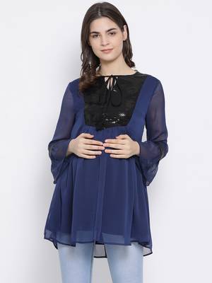 Navy Stereo Stylized Maternity Tunic 1