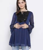 Navy Stereo Stylized Maternity Tunic