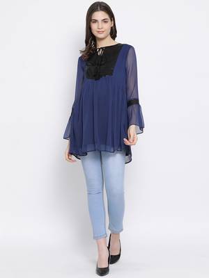 Navy Stereo Stylized Maternity Tunic 2