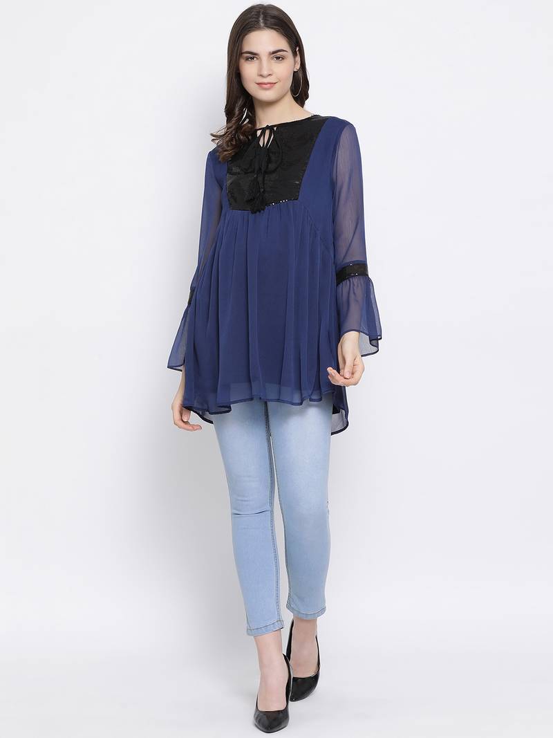 Navy Stereo Stylized Maternity Tunic