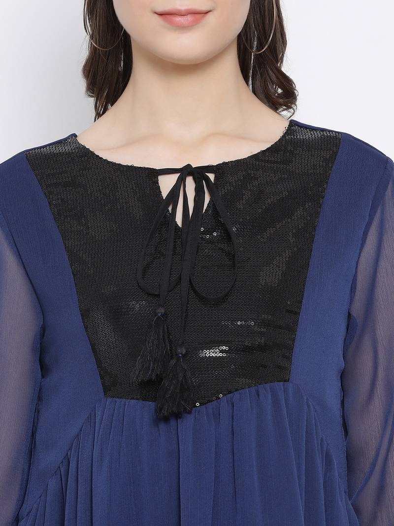 Navy Stereo Stylized Maternity Tunic