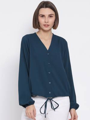 Teal Prento Lee Tie-Knot Women Top 1