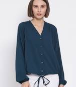 Teal Prento Lee Tie-Knot Women Top