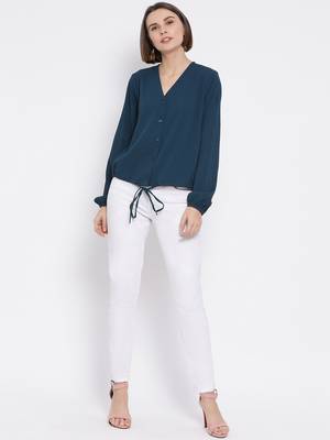 Teal Prento Lee Tie-Knot Women Top 2