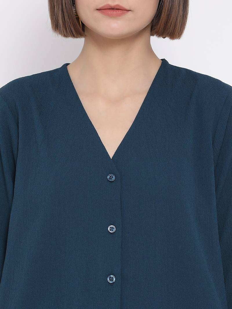 Teal Prento Lee Tie-Knot Women Top