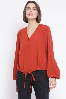 Rust Manic Diva Bloom Tie-Knot Women Top