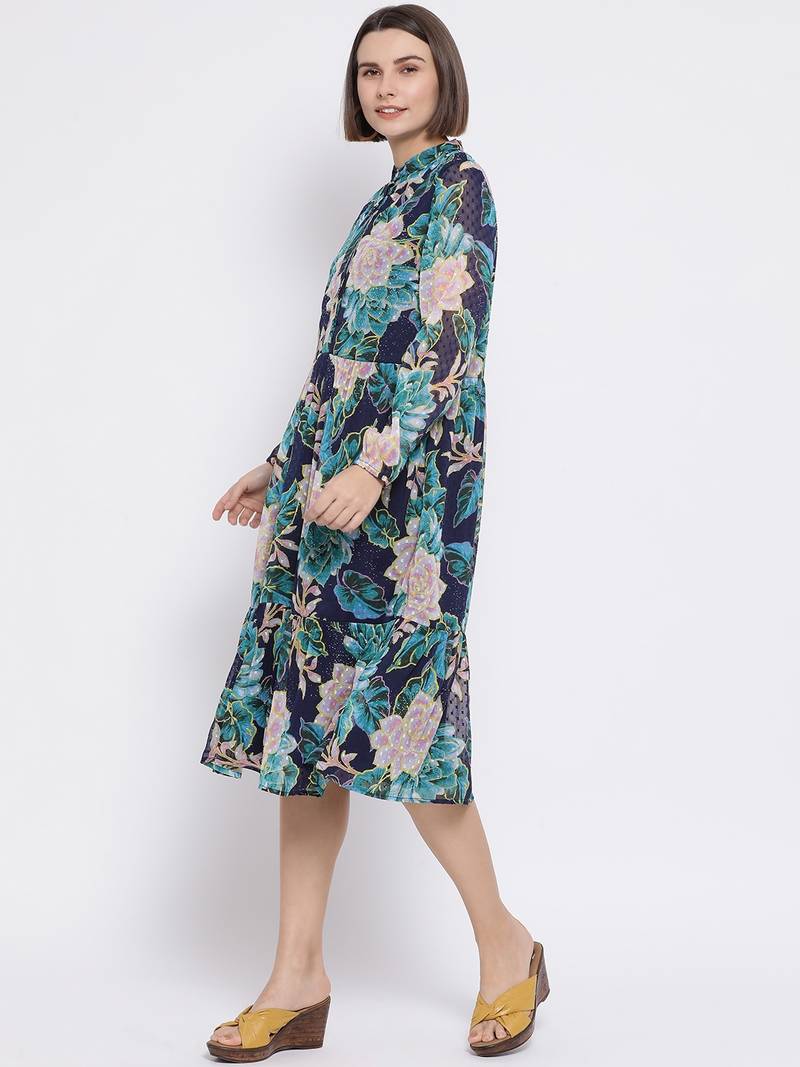 Petal Submerge Fashion Midi Women Dress
