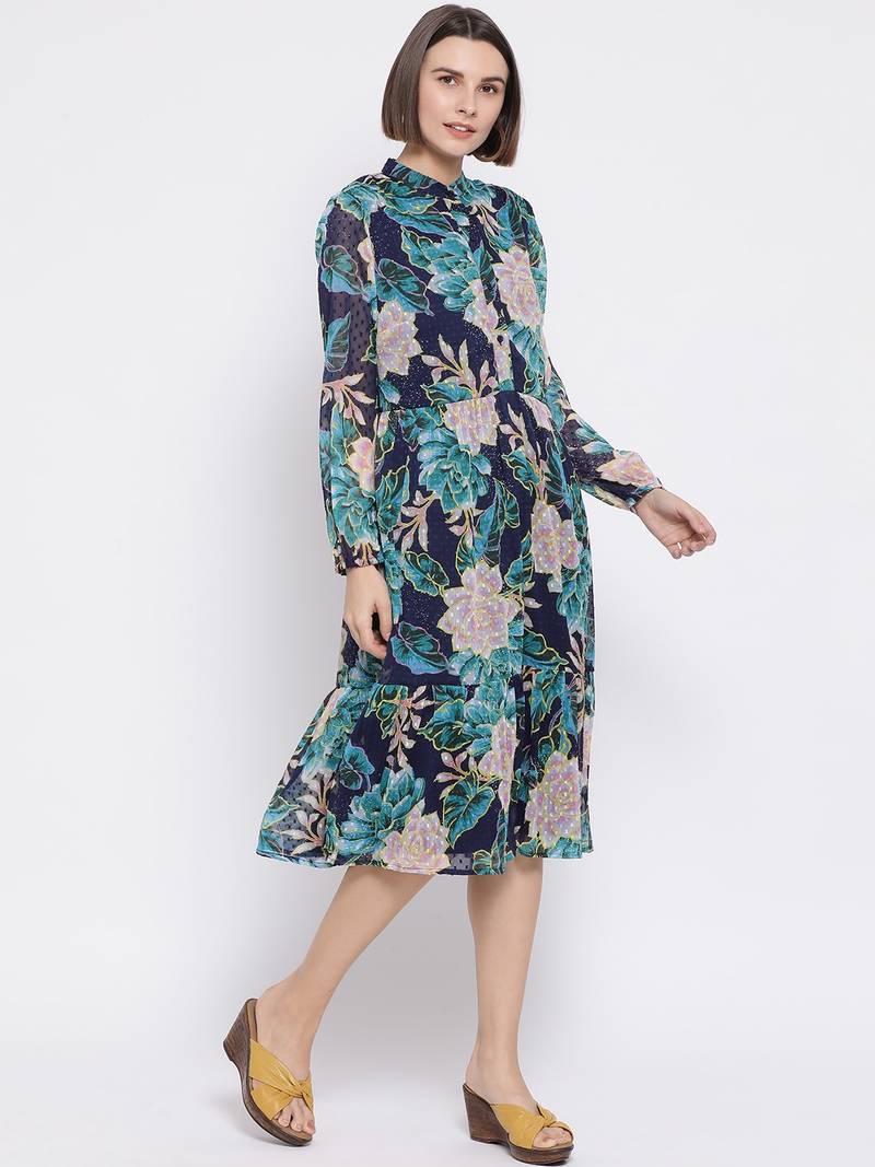 Petal Submerge Fashion Midi Women Dress