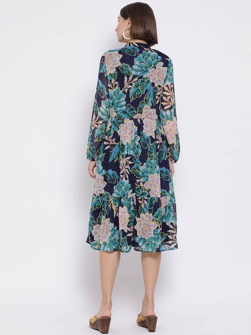 Petal Submerge Fashion Midi Women Dress