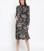 Floral Dectorial Caution Midi Maternity Dress