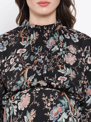 Floral Dectorial Caution Midi Maternity Dress 5