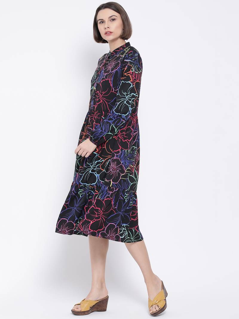 Glam Fashion Ring Midi Women Dress